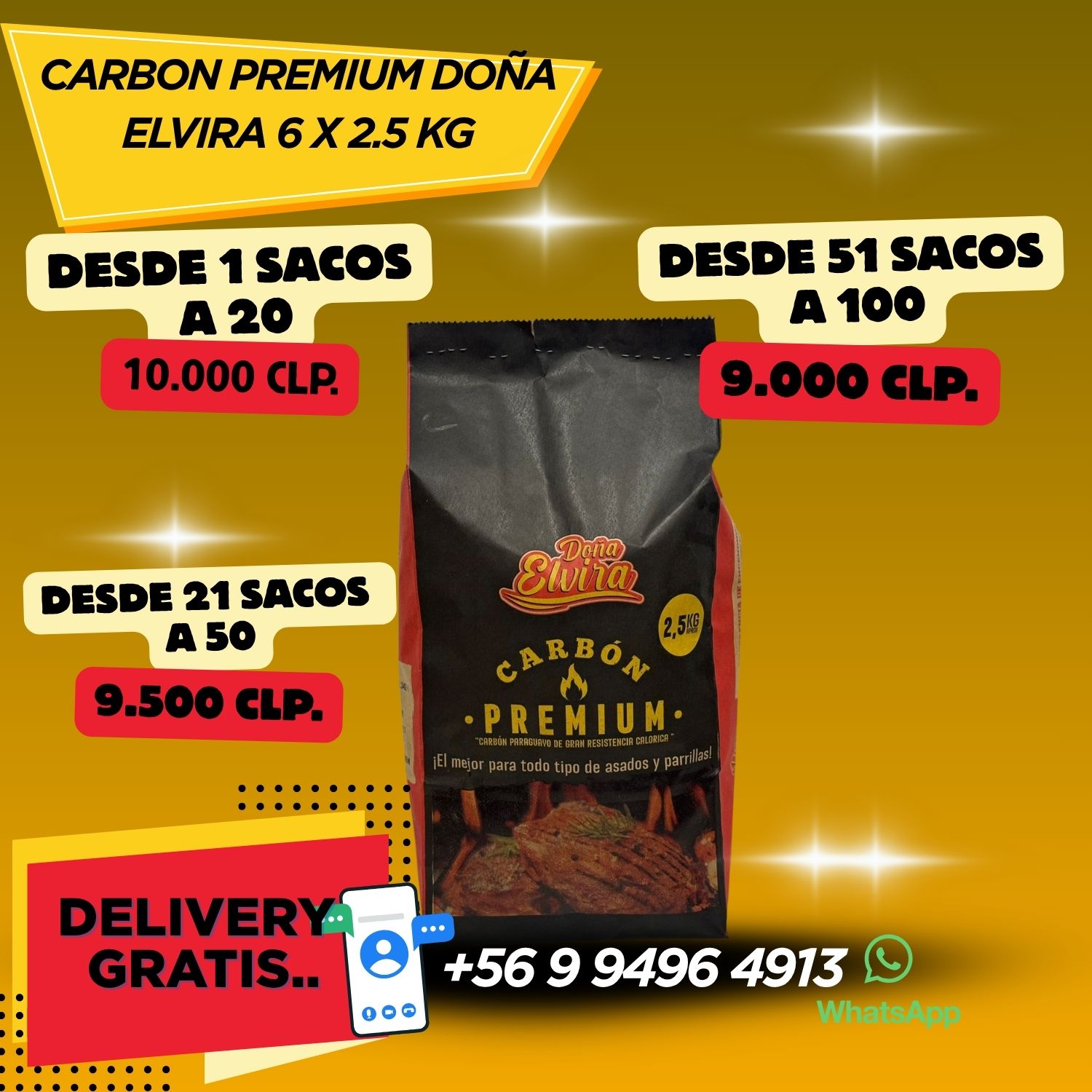 CARBON PREMIUM DOÑA ELVIRA 6X2.5KG