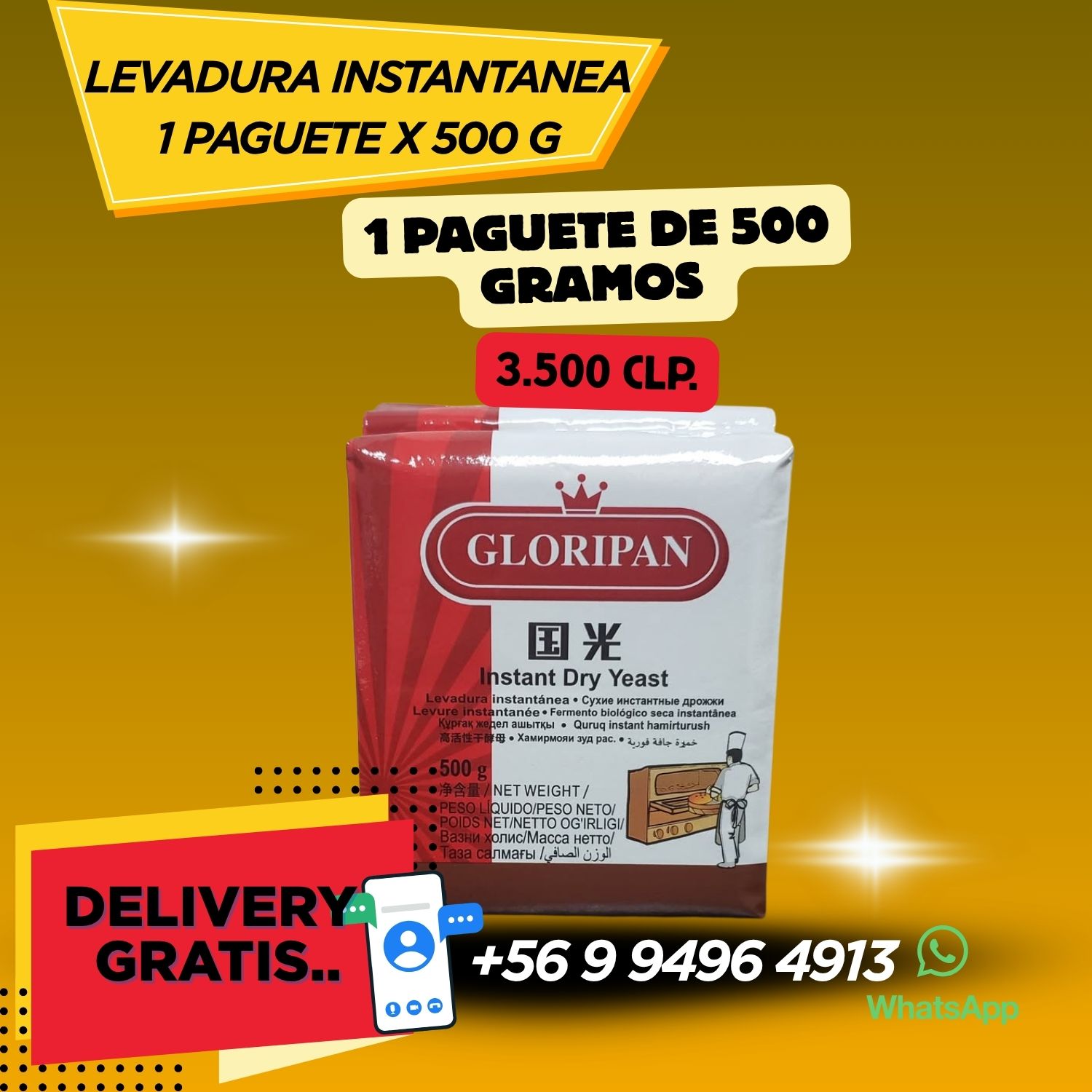 LEVADURA INSTANTANEA 1 PAQUETE X 500G