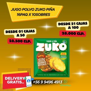 JUGO POLVO ZUKO PIÑA 16PAQ X 10 SOBRES