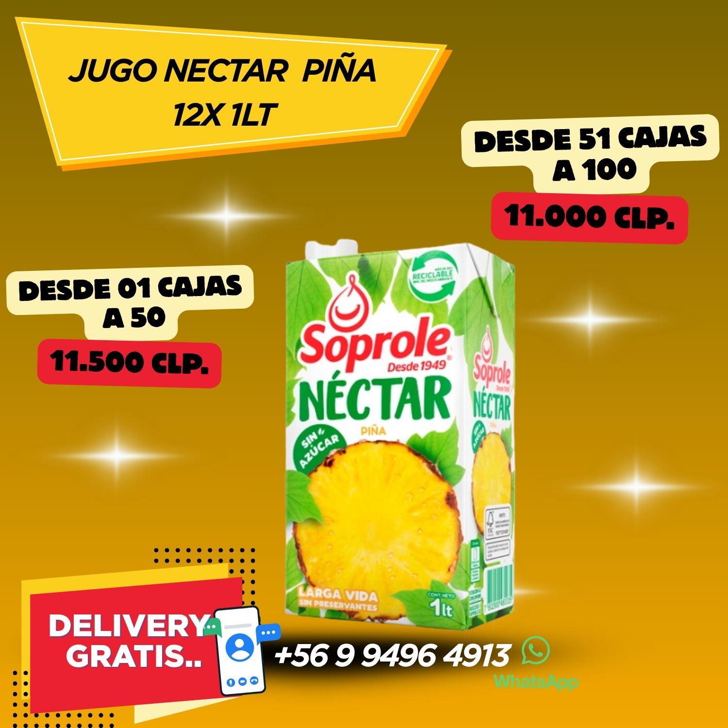 jugo nectar piña 12x 1lt