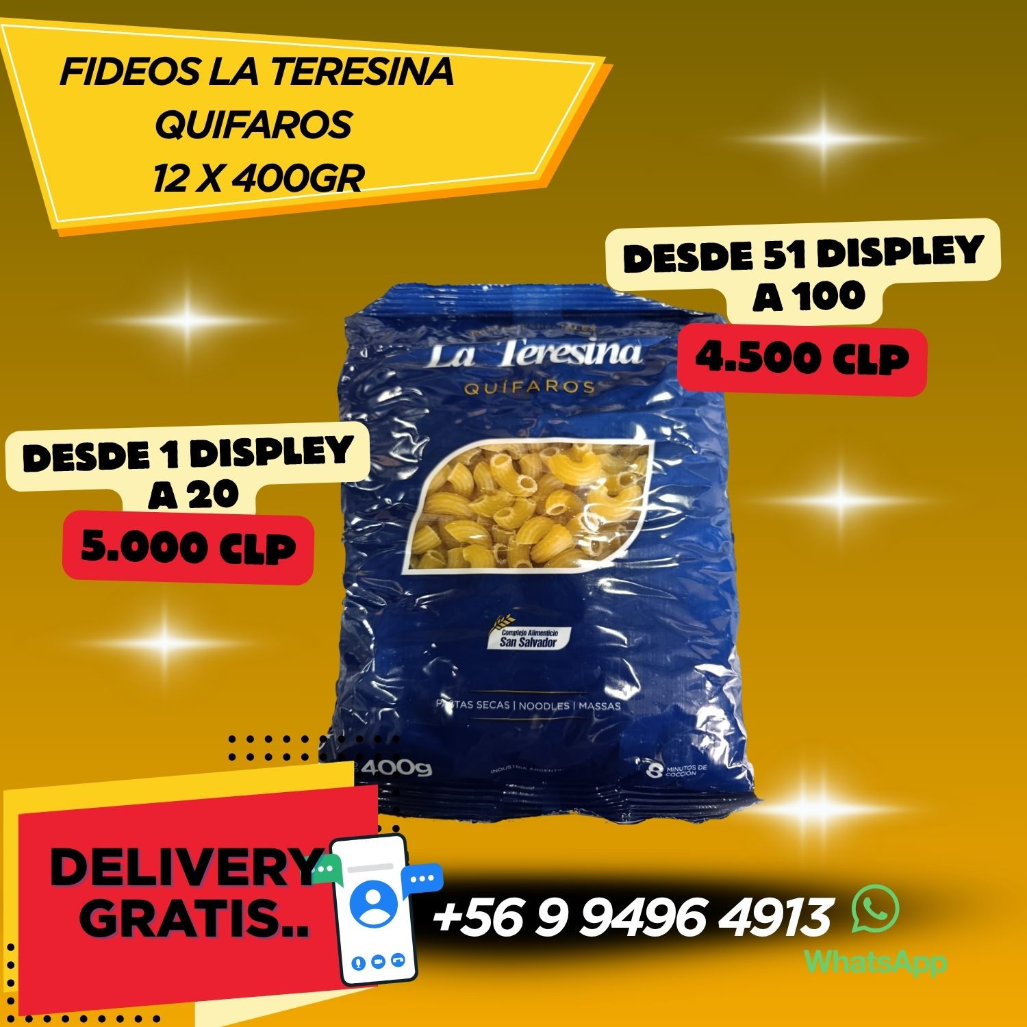 FIDEOS LA TERESINA QUIFAROS 12X400G